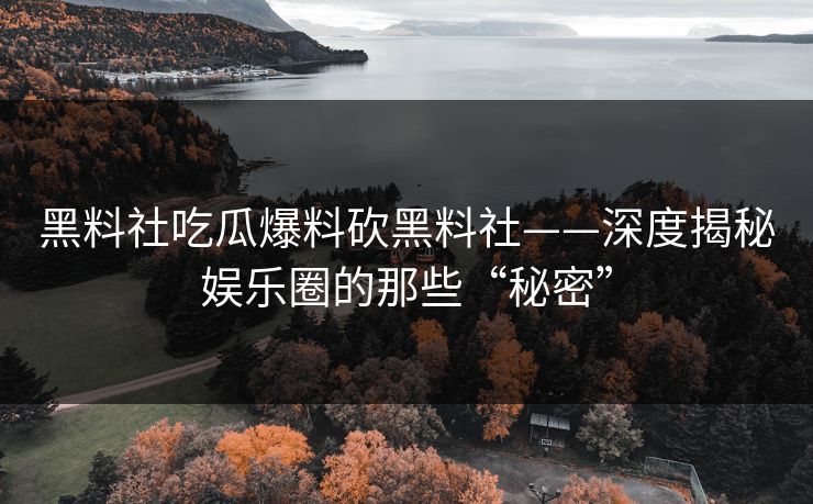 黑料社吃瓜爆料砍黑料社——深度揭秘娱乐圈的那些“秘密”