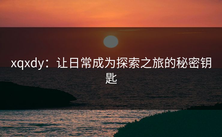 xqxdy：让日常成为探索之旅的秘密钥匙